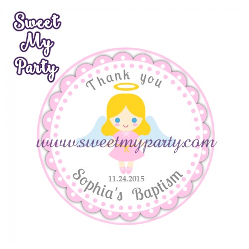Girl Baptism stickers,Girl Christening thank you tags,(7)